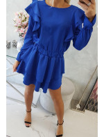 Šaty s vertikálnymi volánmi fialovo-modré
