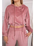 Velúrová súprava s kapucňou tmavo púdrovo ružová Velúrová súprava s kapucňou tmavo púdrovo ružová