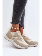 Sneakersy Damskie Z Eko Skóry Beżowe Vinelli