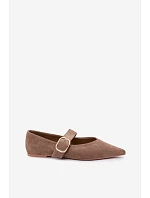Dámske balerínky s remienkom a sponou, tmavo béžové, Melby Dámske balerínky s remienkom a sponou, tmavo béžové, Melby