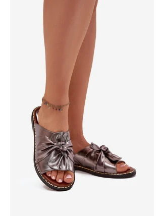 Dámske papuče na nízkom podpätku - graphite Nelvira