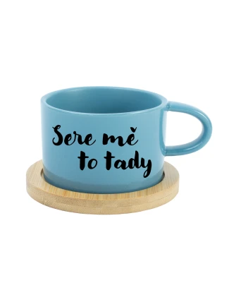 SERE ME THIS WAY - modrý hrnček s makrónkou 200 ml SERE ME THIS WAY - modrý hrnček s makrónkou 200 ml