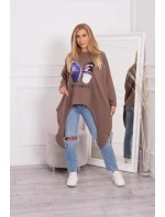 Blúzka s oversize potlačou mocca
