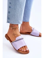 Eleganckie Klapki Na Płaskim Obcasie Fioletowe Termen