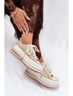 Trampki Damskie Na Masywnej Platformie S.Barski BF51-101 Beżowe