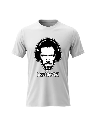 Pánské bavlněné tričko s potiskem - DR. HOUSE - bílé