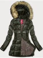 Dámska prešívaná bunda v army farbe pre prechodné obdobie (2M-052) Dámska prešívaná bunda v army farbe pre prechodné obdobie (2M-052)