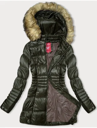 Dámska prešívaná bunda v army farbe pre prechodné obdobie (2M-052) Dámska prešívaná bunda v army farbe pre prechodné obdobie (2M-052)