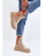 Wysokie Trampki Damskie Na Masywnej Platformie Beżowe Kernia