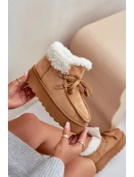 Śniegowce Damskie Na Platformie Z Futerkiem Typu Branek Camel Ciabellae