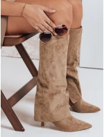Dámske semišové čižmy so širokým zvrškom khaki FashionStreet ZY1099