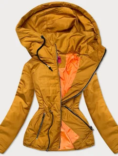 Žltá dámska prešívaná bunda na prechodné obdobie (M168)