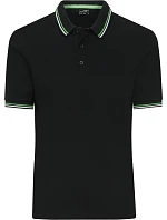 Daiber JN 1306 Pánske polo tričko z hrubého piqué s prúžkami 02.1306 čierna/biela/limetkovozelená