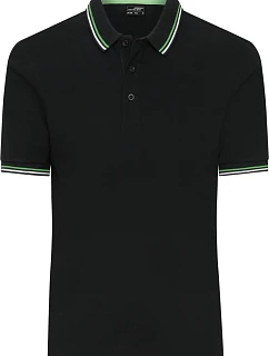 Daiber JN 1306 Pánske polo tričko z hrubého piqué s prúžkami 02.1306 čierna/biela/limetkovozelená