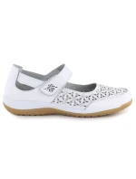 Dámska kožená poltopánka so suchým zipsom biela Jezzi 9763