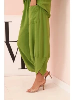 Viskózová blúzka + nohavice olivová Viskózová blúzka + nohavice olivová