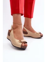 Damskie Lekkie Sandały Na Koturnie Comfort Shoes Beżowe Efravia