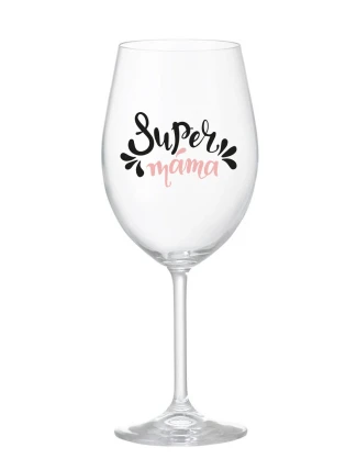 SUPER MÁMA (SPECIÁLNÍ EDICE) - čirá sklenice na víno 350 ml