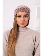 Monika fleecová čiapka K256 horčicová+hnedá