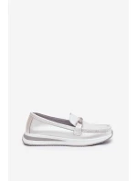 Skórzane Mokasyny Damskie S.Barski GR51-598 Perłowe