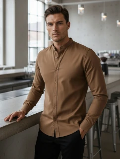 Pánska ležérna košeľa SLIM FIT so stojacím golierom FashionStreet DX2592