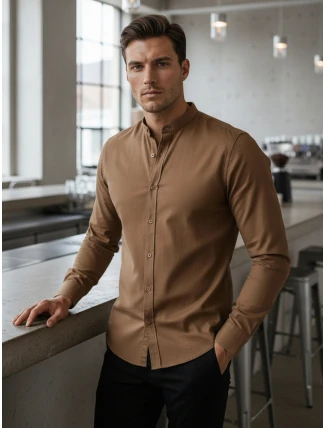 Pánska ležérna košeľa SLIM FIT so stojacím golierom FashionStreet DX2592 Pánska ležérna košeľa SLIM FIT so stojacím golierom FashionStreet DX2592