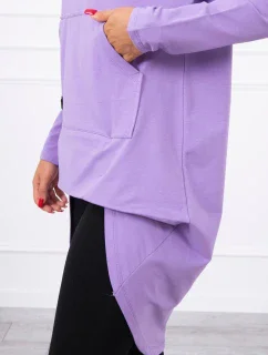 Mikina s dlhým chrbtom a kapucňou tmavo fialová