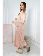 Sveter dlhý kardigan svetlo púdrovo ružový