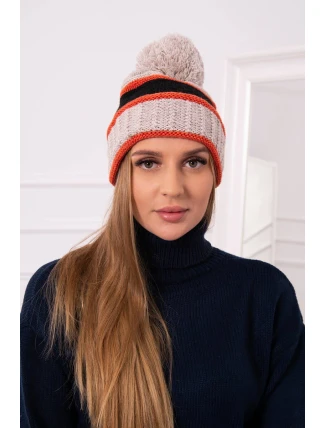 Dámska čiapka Kinga K297 čierna+červená+béžová Dámska čiapka Kinga K297 čierna+červená+béžová