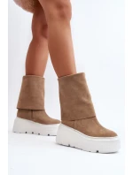 Zazoo 3410 Zamszowe Damskie Botki Na Masywnej Platformie Beżowe Zazoo 3410 Zamszowe Damskie Botki Na Masywnej Platformie Beżowe