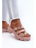 Pachnące Klapki Damskie Na Niskim Obcasie ZAXY NN285044 Jasnoróżowe