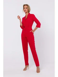 M751 Kombinéza so šálovým golierom - červená