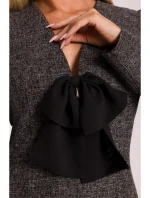 M869 Tvídové šaty s výstrihom do V - čierne