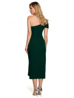 Dámske šaty na jedno rameno K146 fľaškovo zelená - Makover Dámske šaty na jedno rameno K146 fľaškovo zelená - Makover