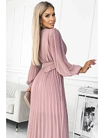 Plisované šaty 414-2 KLARA staroružové - Numoco Plisované šaty 414-2 KLARA staroružové - Numoco