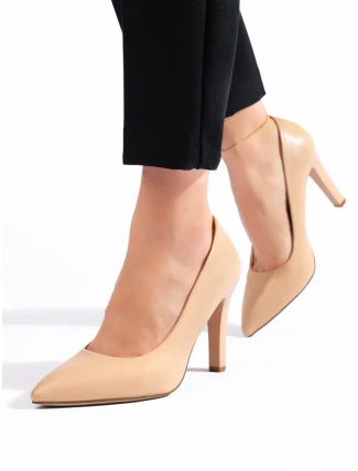 Moderné hnedé lodičky pre ženy na širokom podpätku Moderné hnedé lodičky pre ženy na širokom podpätku