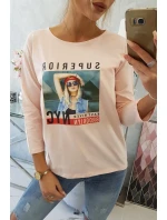 Blúzka s potlačou Superior púdrovo ružová