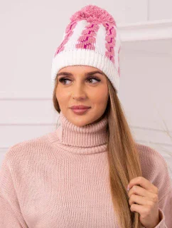 Dámska čiapka s brmbolcom Rozalia K323 svetlo ružová+biela