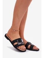 Klapki Damskie Płaskie Z Ozdobnym Detalem Artiker 56C1336 Czarne