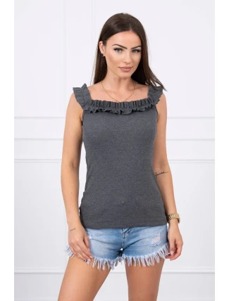 Trblietavá blúzka s volánikmi grafitová