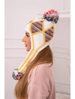 Dámska klapka na uši Eunika K322 biela + žltá Dámska klapka na uši Eunika K322 biela + žltá