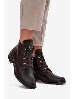 Niskie Botki Ocieplane Na Zamek Z Ozdobą Brązowe Nevalia