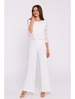 S381 Kombinéza s čipkovanými detailmi - ecru