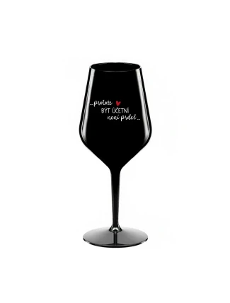 PROTOŽE BÝT ÚČETNÍ NENÍ PRDEL - černá nerozbitná sklenice na víno 470 ml PROTOŽE BÝT ÚČETNÍ NENÍ PRDEL - černá nerozbitná sklenice na víno 470 ml