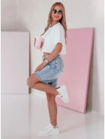 Dámske džínsové šortky s opaskom SHORTIVA modré FashionStreet SY0476