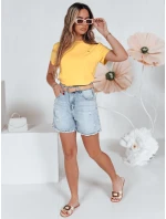 Dámske rebrované tričko SMILE FOR YOU žlté FashionStreet RY2908