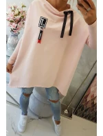 Oversize mikina s asymetrickými bokmi púdrovo ružová