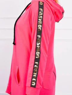 Mikina so zipsom na chrbte ružová neónová