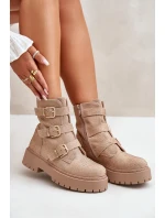 Ocieplane Botki Damskie Ze Zdobieniem Beżowe Ciascia