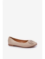 Baleriny Na Płaskiej Podeszwie Z Ozdobą Beżowe Ainoria